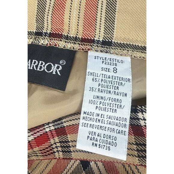NWT Sag Harbor Plaid Bias Midi Skirt Camel Red Tartan Lined Vintage Y2K Size 8 - Picture 9 of 12
